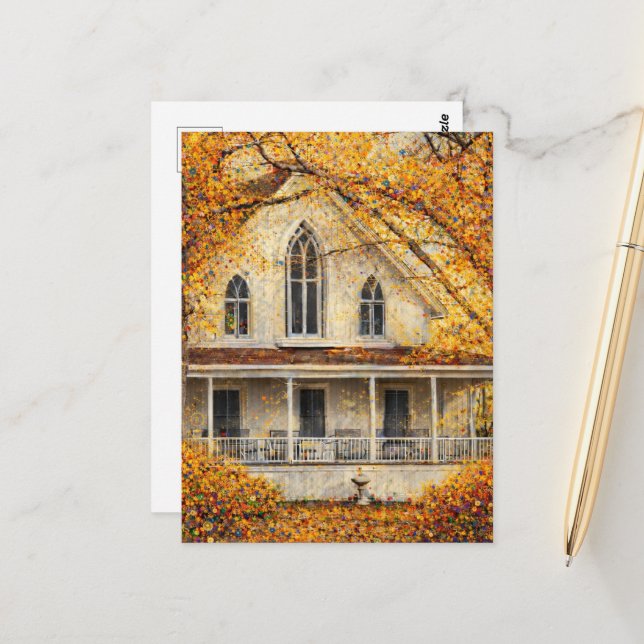 Fantasy Gothic-Revival Carpenter House  Postcard (Front/Back In Situ)