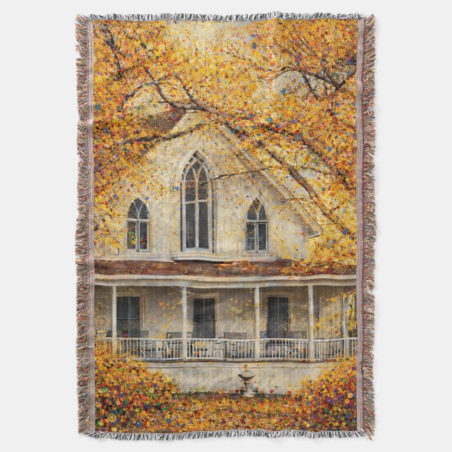 Fantasy Gothic-Revival Carpenter House  Throw Blanket (Front Vertical)