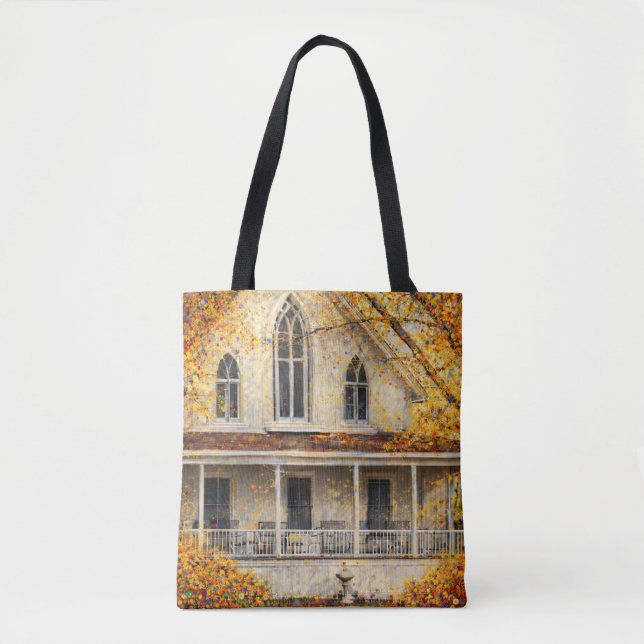Fantasy Gothic-Revival Carpenter House  Tote Bag (Front)