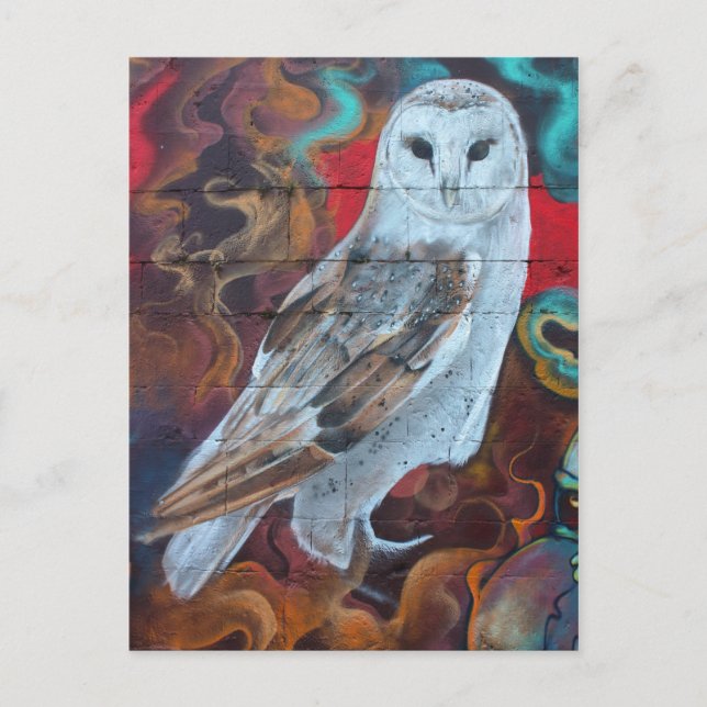 Fantasy Graffiti Snowy Owl Postcard (Front)