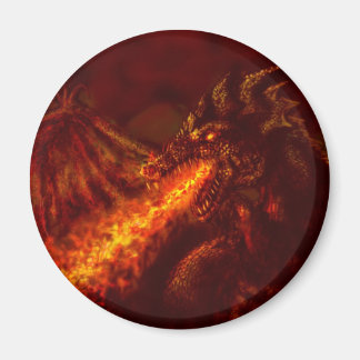 Fantasy Great Red Dragon Breathing Fire Magnet