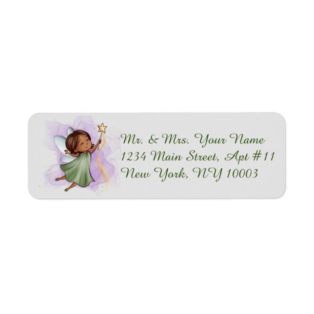 Fantasy Green Fairy Light Grey Address Labels (Front)
