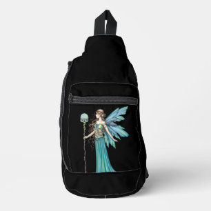 Fantasy Green Teal Fairy with Staff Sling Bag