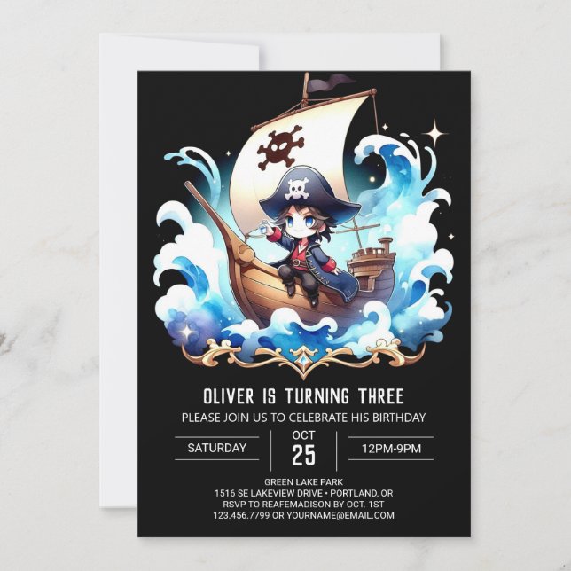 Fantasy Happy Pirate Birthday Invitation (Front)