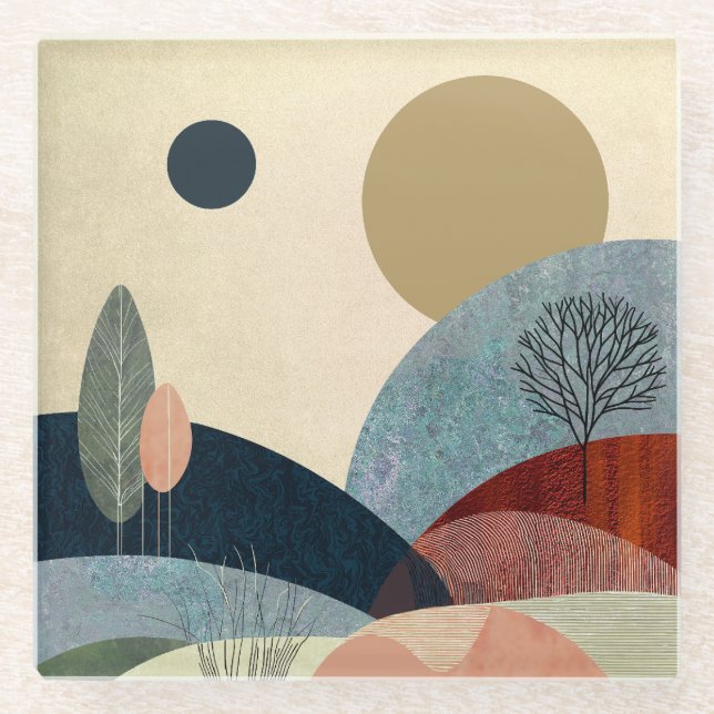 Fantasy Hills Landscape Glass Coaster (Front)