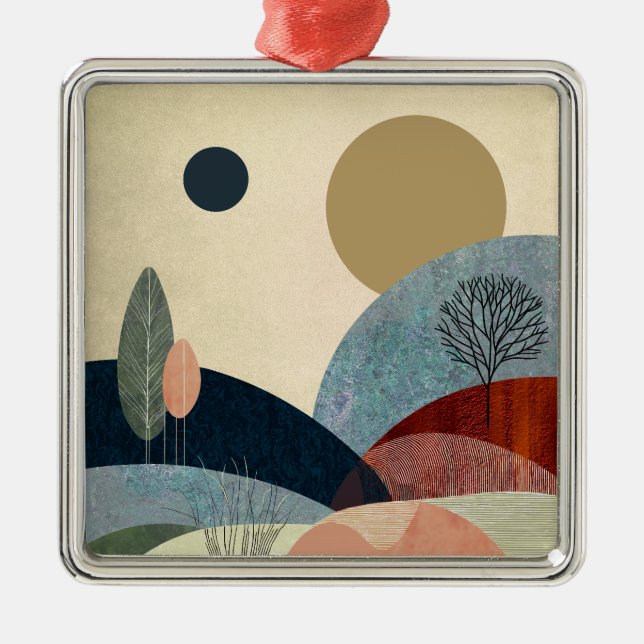 Fantasy Hills Landscape Metal Ornament (Front)
