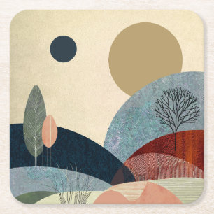 Fantasy Hills Landscape Square Paper Coaster