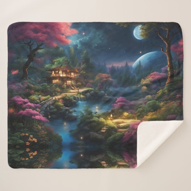 Fantasy Home and Garden Sherpa Blanket (Front (Horizontal))