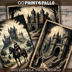 Fantasy horror medioeval castle and queen  wrapping paper sheet