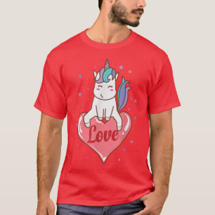 Fantasy Horse Unicorn with love Heart T-Shirt