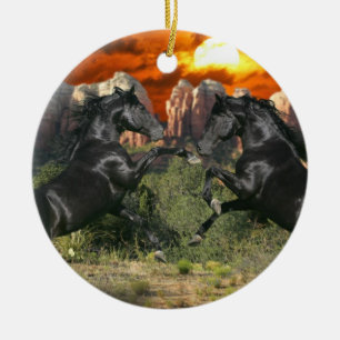 Fantasy Horses: Black Magic Ceramic Tree Decoration