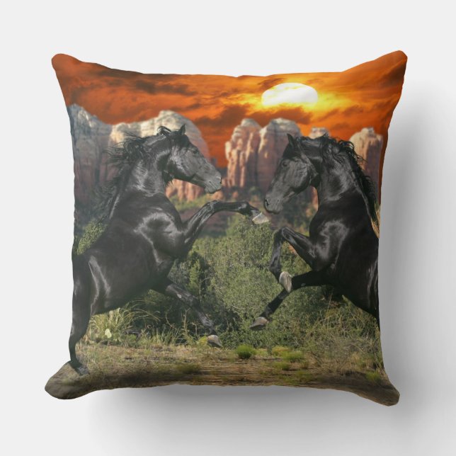 Fantasy Horses: Black Magic Cushion (Front)