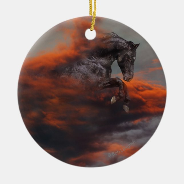 Fantasy Horses: Clouds Ceramic Tree Decoration (Front)