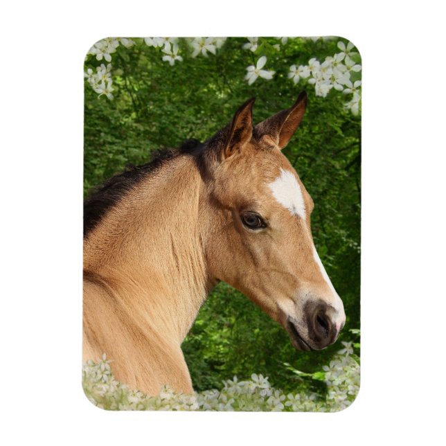 Fantasy Horses: Flowers Magnet (Vertical)