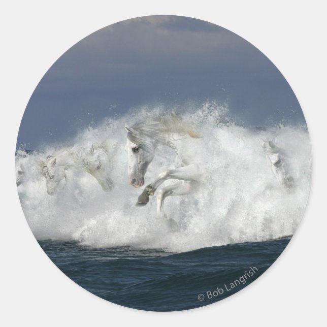 Fantasy Horses: Sea Classic Round Sticker (Front)