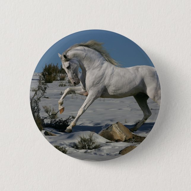 Fantasy Horses: Snow King 6 Cm Round Badge (Front)