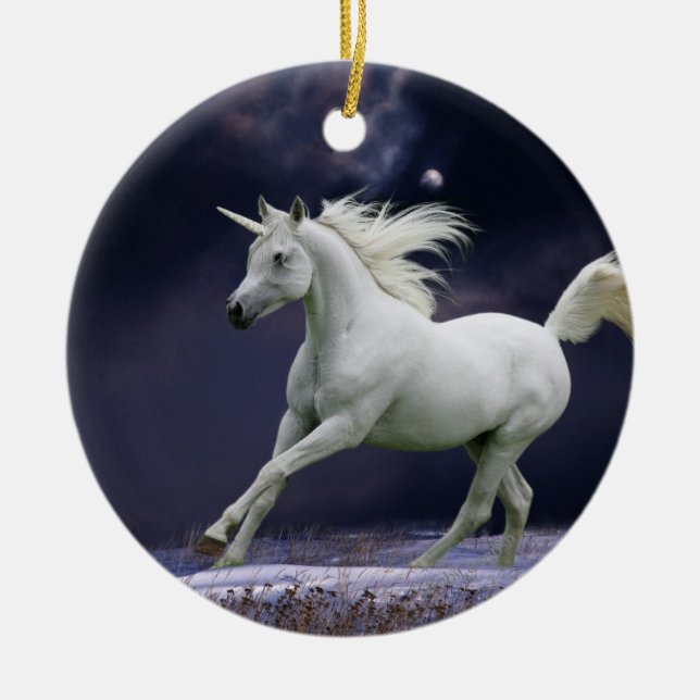 Fantasy Horses: Unicorn Ceramic Tree Decoration (Front)