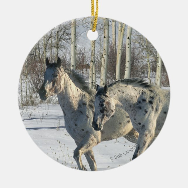 Fantasy Horses: Winter Wonderland Ceramic Tree Decoration (Front)