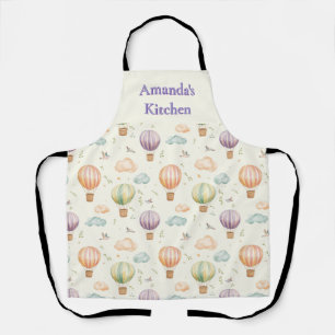 Fantasy Hot Air Balloon Pattern Watercolor Design Apron