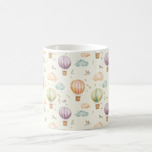 Fantasy Hot Air Balloon Pattern Watercolor Design Coffee Mug