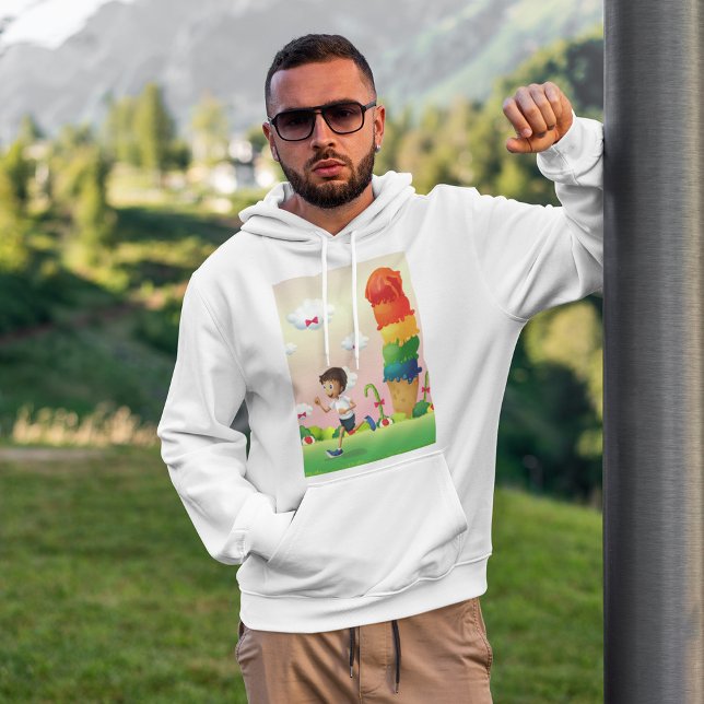 Fantasy Ice Cream Cone with Happy Running Boy Hoodie (Creator Uploaded)