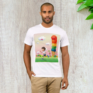 Fantasy Ice Cream Cone with Happy Running Boy T-Shirt