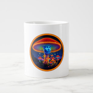 Fantasy Image Dark Lady With Orange Mushroom Hat Large Coffee Mug