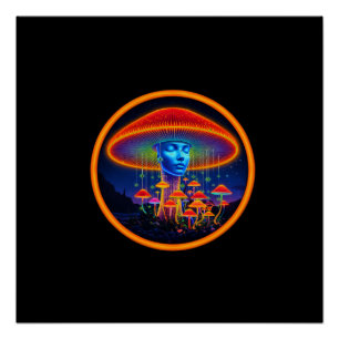 Fantasy Image Dark Lady With Orange Mushroom Hat Poster