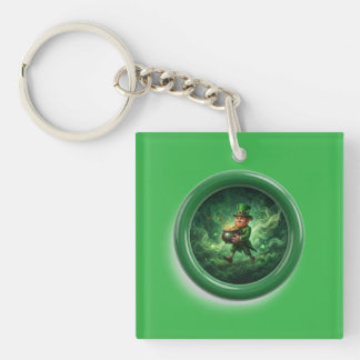 Fantasy Image Leprechaun Carrying Pot Of Gold Key Ring