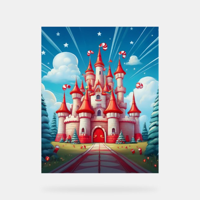 Fantasy Image Of A Candy Cane Castle Acrylic Sign (Front)