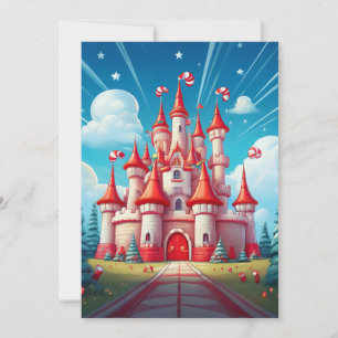 Fantasy Image Of A Candy Cane Castle Invitation