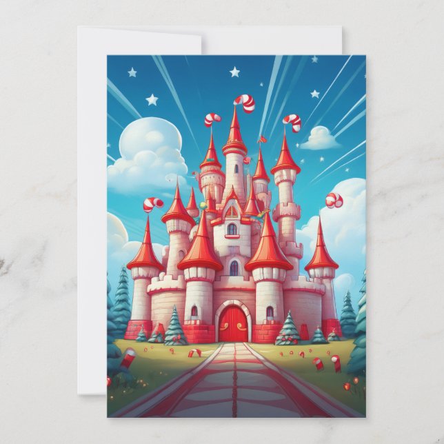 Fantasy Image Of A Candy Cane Castle Invitation (Front)