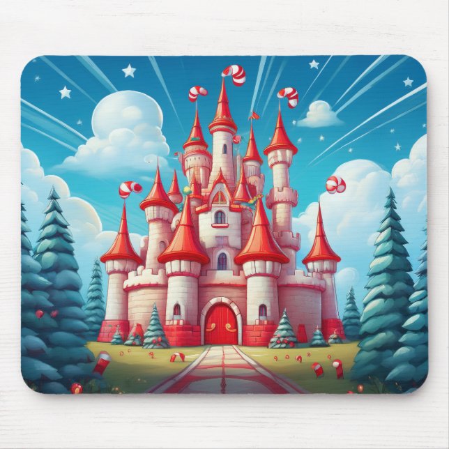 Fantasy Image Of A Candy Cane Castle Mouse Pad (Front)