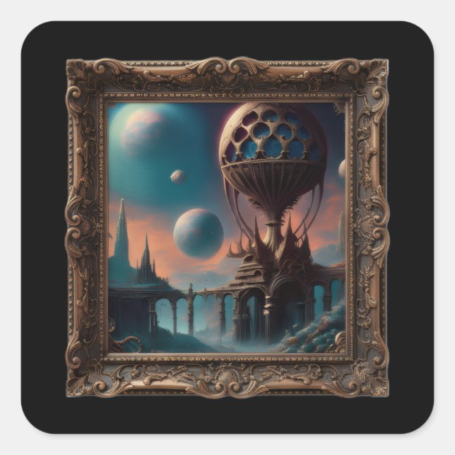 Fantasy Image Of A Strange Interstellar Structure Square Sticker (Front)