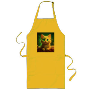 Fantasy Image Of A Young Albino Cat Long Apron