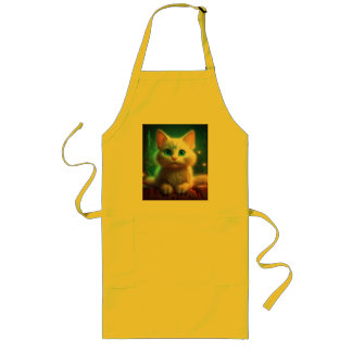 Fantasy Image Of A Young Albino Cat Long Apron