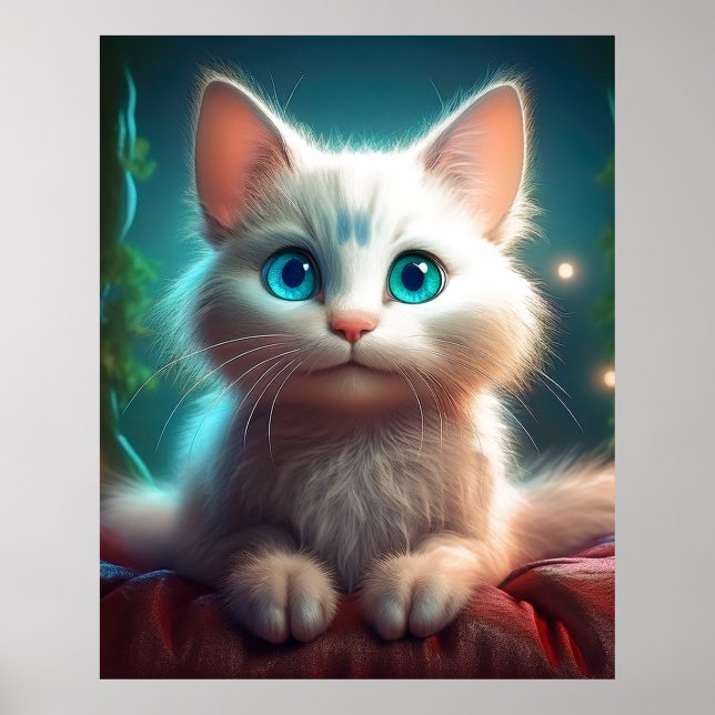 Fantasy Image Of A Young Albino Cat Poster (Front)