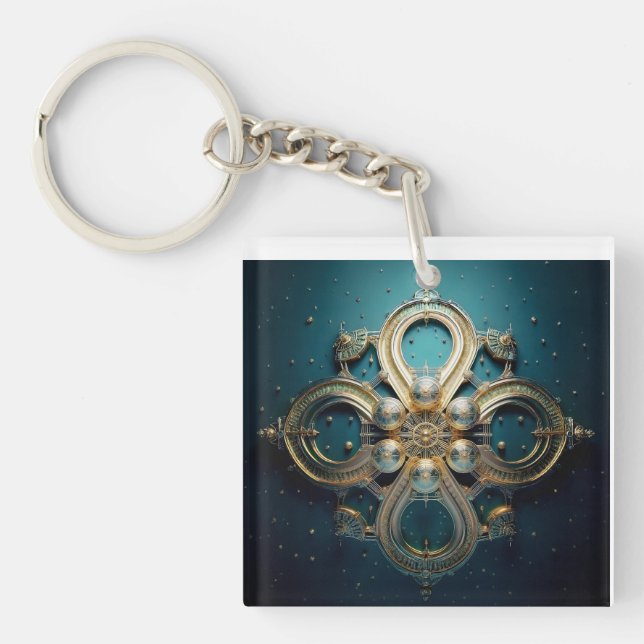 Fantasy Image Steampunk Inspired Medallion Key Ring (Front)