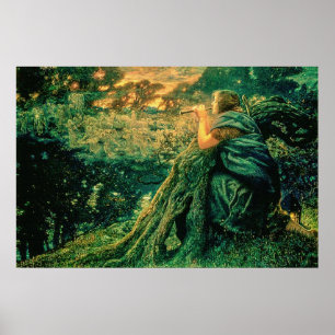 "Fantasy in Twilight" by Edward Robert Hughes Poster