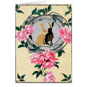 Fantasy Jackrabbit Hares Rose Romantic Collage