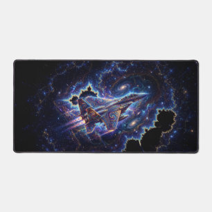 Fantasy Jet Fighter At Mandelbrot Portal Desk Mat