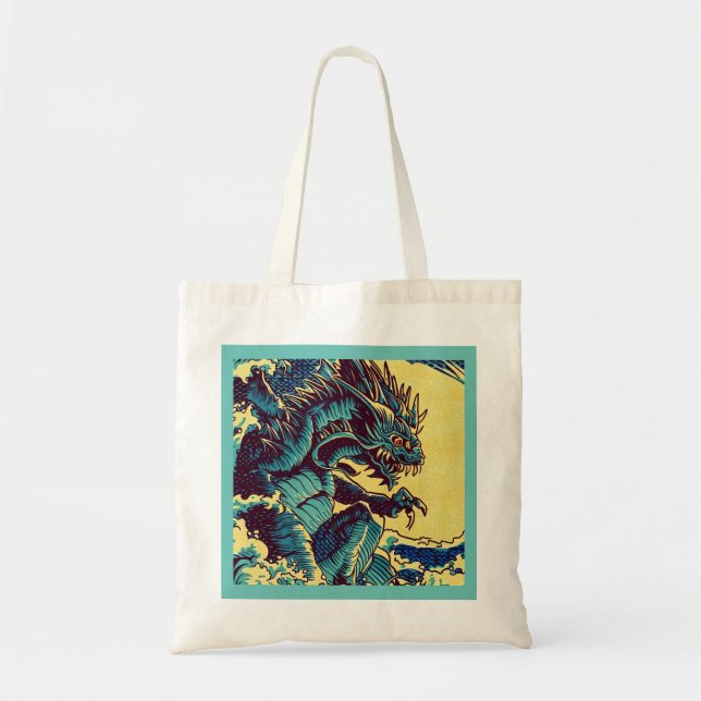 Fantasy Kaiju Anime - Woodcut 1 Tote Bag (Front)