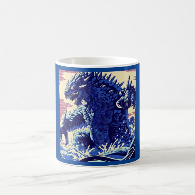 Fantasy Kaiju Anime - Woodcut 2 Coffee Mug (Center)