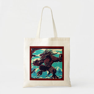 Fantasy Kaiju Anime - Woodcut 3 Tote Bag