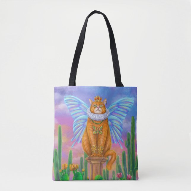 Fantasy king butterfly cat tote bag (Front)