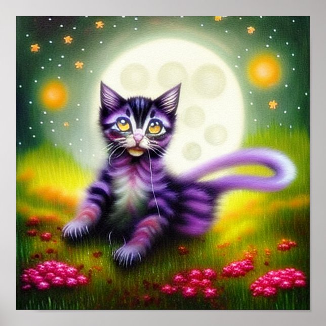 Fantasy kitten and moon    poster (Front)