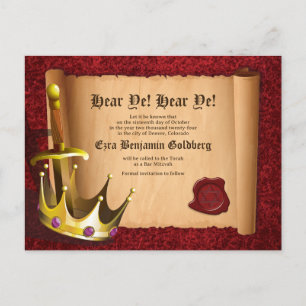 Fantasy Knight Mediaeval Bar Mitzvah Save the Date Postcard
