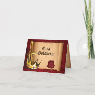 Fantasy Knight Mediaeval Bar Mitzvah Thank You Card
