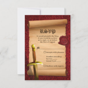 Fantasy Knight Sword Mediaeval Times Bar Mitzvah RSVP Card
