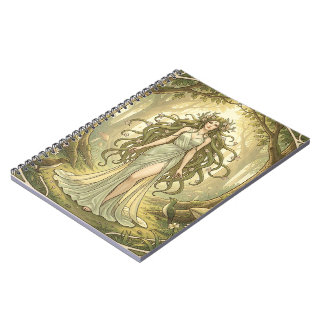 Fantasy lady in an enchanted forest notebook